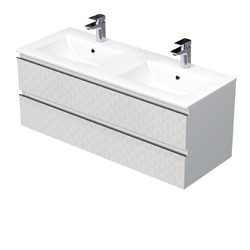 SAT Cube Way Skříňka s dvojumyvadlem 120x47,5x46 cm 3D dekor bílá mat CUBE3D1202ZBMOD