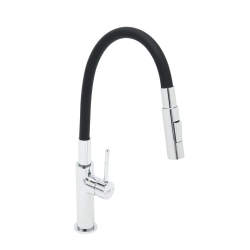 SAT Dřezová stojánková baterie se flexi ramínkem a přepínačem proudů černá/chrom SATBSD290C2F