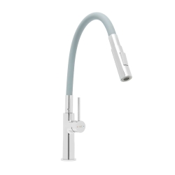 Náhled obrázku: SAT Dřezová stojánková baterie se flexi ramínkem a přepínačem proudů šedá/chrom SATBSD290S2F 