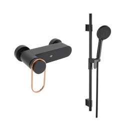 SAT Fusion Sprchová baterie se sprchovým setem 150 mm černá matná SATBSFU268CPCBRSET