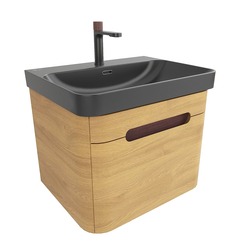 Skříňka s umyvadlem a baterií SAT Fusion 57,5x43x45 cm dub medový mat SATFUSION60DMBKMBA