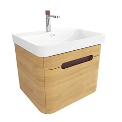 Náhled obrázku: Skříňka s umyvadlem a baterií SAT Fusion 57,5x43x45 cm dub medový mat SATFUSION60DMUBA 