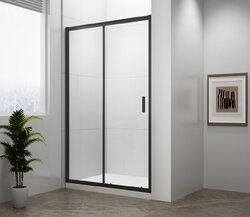 Sprchové dveře 110cm posuvné Polysan Easy Black čiré sklo černá mat