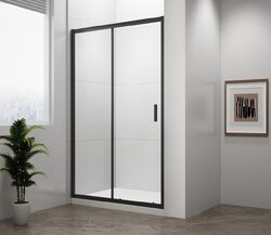 Sprchové dveře 130cm posuvné Polysan Easy Black čiré sklo černá mat