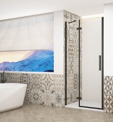 Sprchové dveře do niky 80 cm Trinity Black profil černá čiré sklo levé