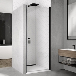 Sprchové dveře jednokřídlé 90cm SanSwiss SOL1 Solino Black 900, sklo čiré, rám černý mat