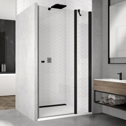 Sprchové dveře jednokřídlé 90cm SanSwiss SOL13 Solino Black 900, sklo čiré, rám černý mat