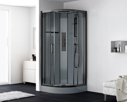 Sprchový box čtvrtkruh 90x90 cm bez silikonu, černý rám SAT SATBOXS90CT