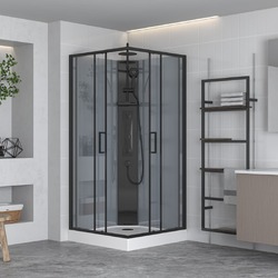 Sprchový box s vaničkou 90x90 cm SAT Project černá SATPROBOXQ90CT