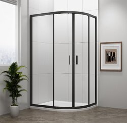 Sprchový kout 100x80cm asymetrický Polysan Easy Black, čiré sklo, černá mat