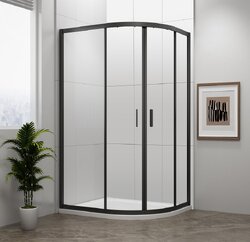 Sprchový kout 90x80cm asymetrický Polysan Easy Black, čiré sklo, černá mat