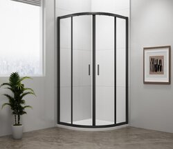 Sprchový kout 90x90cm čtvrtkruh Polysan Easy Black, čiré sklo, černá mat