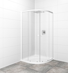 Sprchový kout čtvrtkruh 90x90 cm SAT Project, bílá, sklo chinchilla SIKOMUS90CH0
