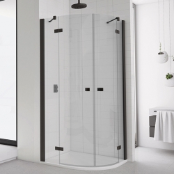 Sprchový kout čtvrtkruh SanSwiss ANNEA ANR Atyp 800-1200, 80-120x200 cm, sklo čiré, rám černý, R500