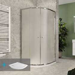 Sprchový kout čtvrtkruhový 90x90 cm Mereo Kora Lite chrom ALU, sklo Grape, nízká SMC vanička