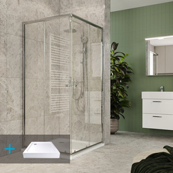 Sprchový kout s vaničkou 90x90x185 cm Mereo Kora Lite, chrom ALU, sklo čiré - CK34123ZH