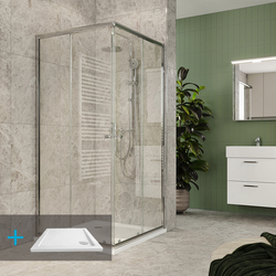 Sprchový kout s vaničkou 90x90x185 cm Mereo Kora Lite, chrom ALU, sklo čiré - CK34123ZN