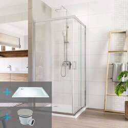 Sprchový kout s vaničkou 90x90x190cm Mereo Lima chrom ALU sklo Čiré - CK608A23KM