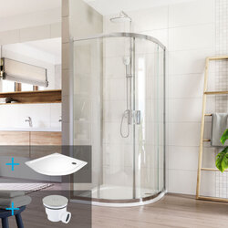 Sprchový kout s vaničkou 90x90x190cm Mereo Lima chrom ALU sklo čiré - CK608B23KM