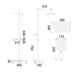 Náhled obrázku:  Sprchový systém s termostatem REA Pedro černá