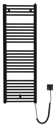 Topný žebřík do koupelny elektrický rovný Aqualine DIRECT-E 450x1320 mm 400 W černá
