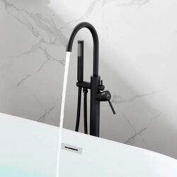 Náhled obrázku:  Vanová baterie do podlahy Rea Lungo Black