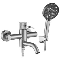 Vanová baterie se sprchou Rea Lungo Stripe Brush Nickel