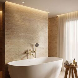 Náhled obrázku:  Vanová baterie Rea Lungo Stripe Gold  Brush