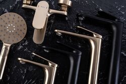 Náhled obrázku:  Vanová baterie se sprchou REA Marco rozteč 150 mm broušené zlato