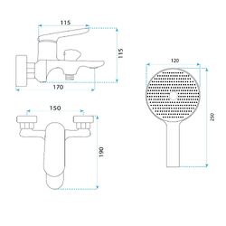 Náhled obrázku:  Vanová baterie se sprchou REA Marco rozteč 150 mm broušené zlato