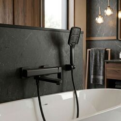 Náhled obrázku:  Vanová baterie se sklopným výtokem Rea Arlo Black