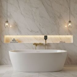 Náhled obrázku:  Vanová baterie se sklopným výtokem Rea Arlo Gold Brush