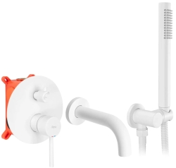 Vanová podomítková baterie vč. sprchy Rea Lungo White Matt + Box - REA-B6440