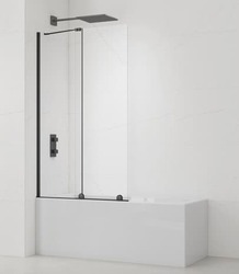 Náhled obrázku: Vanová zástěna posuvná SAT Walk-In Xmotion 150x117,5 cm černá SATWIXMVZ150C 