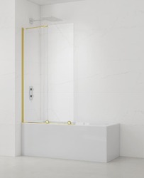 Náhled obrázku: Vanová zástěna posuvná SAT Walk-In Xmotion 150x117,5 cm zlatá SATWIXMVZ150Z 