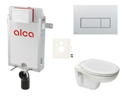 WC závěsný set Alca k zazdění + WC S-Line Pro vč. sedátka SIKOAP9