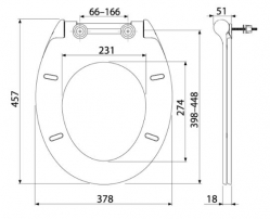 Náhled obrázku:  WC prkénko samosklápěcí Alcadrain A64SLIM Slim Soft-Close, duroplast - rozměry