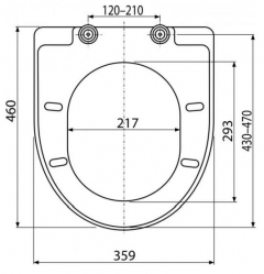 Náhled obrázku:  WC prkénko samosklápěcí Alcadrain A67 Soft-Close, duroplast - rozměry