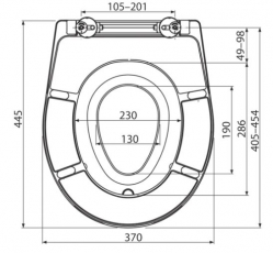 Náhled obrázku:  WC prkénko samosklápěcí univerzální s integrovanou vložkou Alcadrain A606 , antibacterial, duroplast - rozměry