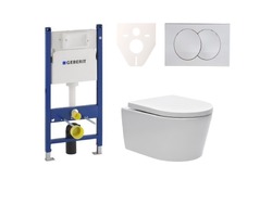 Závěsný WC set Geberit do lehkých stěn + WC SAT Brevis vč. sedátka SIKOGES7W7