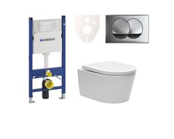 Závěsný WC set Geberit do lehkých stěn + WC SAT Brevis vč. sedátka SIKOGES7W71
