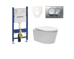 Závěsný WC set Geberit do lehkých stěn + WC SAT Brevis vč. sedátka SIKOGES7W72