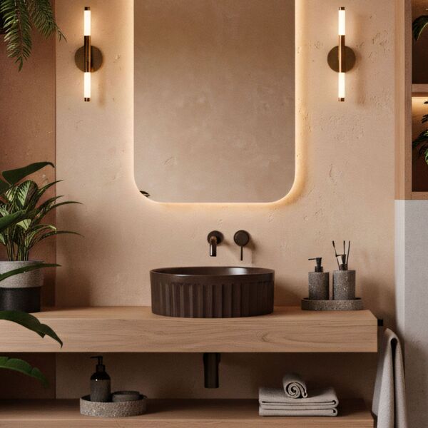 Doplňující obrázek k produktu REA kulaté umyvadlo na desku 38 cm DUO Espresso Matt