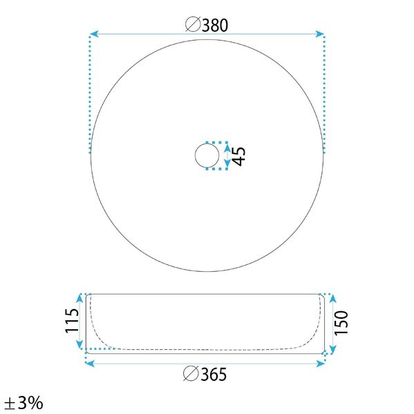 Doplňující obrázek k produktu REA kulaté umyvadlo na desku 38 cm DUO Sweet Pink Matt