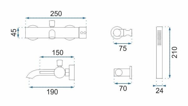 Doplňující obrázek k produktu Vanová baterie SET 150mm Rea Lungo Titan