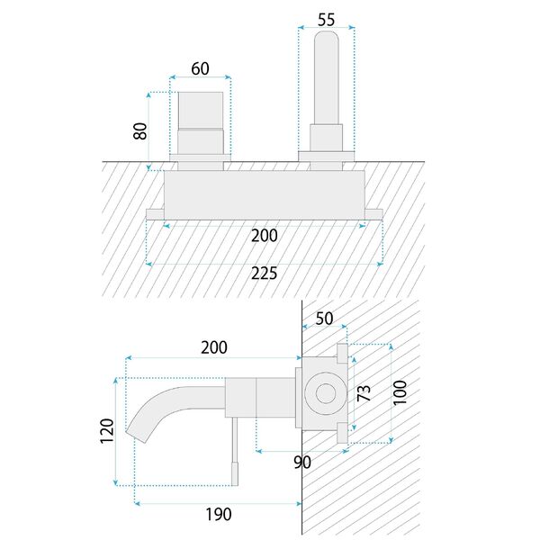 Doplňující obrázek k produktu Podomítková umyvadlová baterie REA LUNGO Diamond Copper + BOX