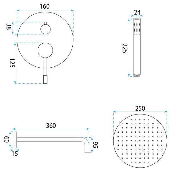Doplňující obrázek k produktu Podomítková sprchová sada Rea Lungo Diamond Gold + BOX