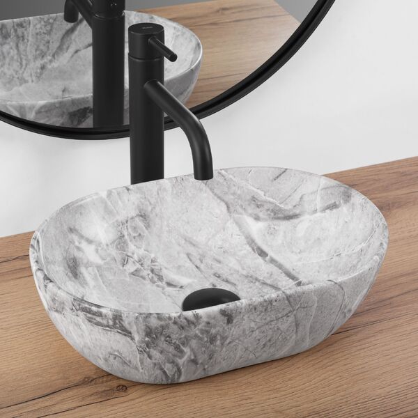 Doplňující obrázek k produktu Rea Umyvadlo na desku 38x26 cm AMELIA MINI STONE MATT