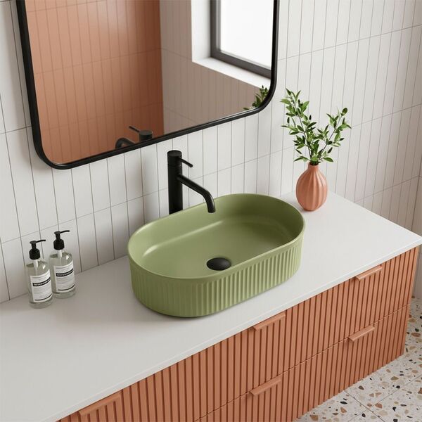 Doplňující obrázek k produktu REA Umyvadlo na desku 49x31 cm Vanda Pistachio Matt