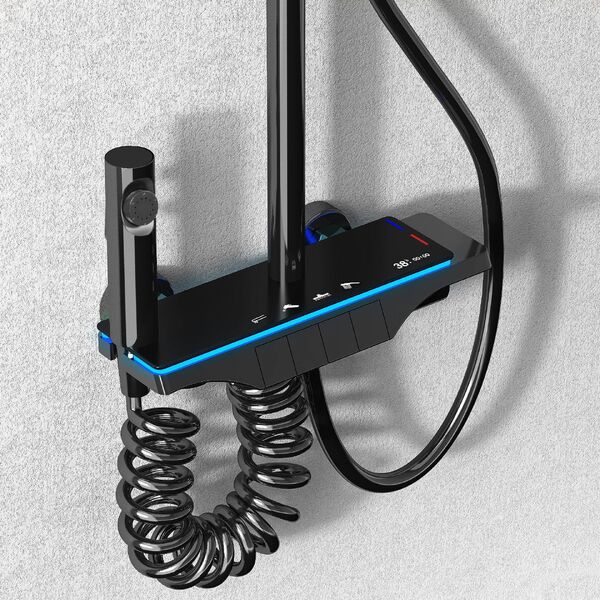 Doplňující obrázek k produktu Sprchový systém REA Savio Led černá